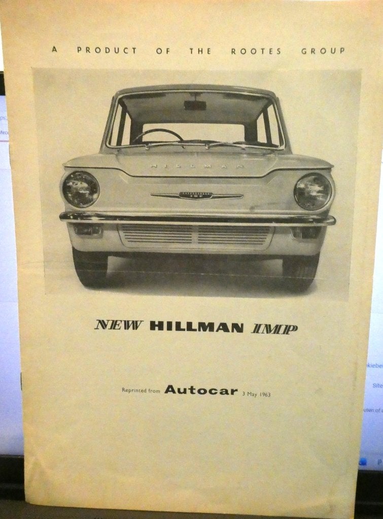 Folder Hillman IMP 1963, Verzenden, Gelezen, Overige merken