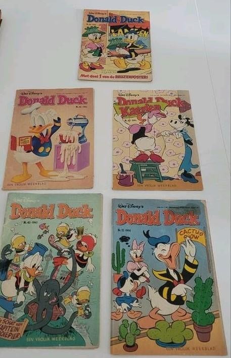 5 Donald Duck Weekbladen - Jaar 1990 nrs 15, 20, 30, 35, 45, Boeken, Meerdere stripboeken, Ophalen of Verzenden, Gelezen, Walt Disney