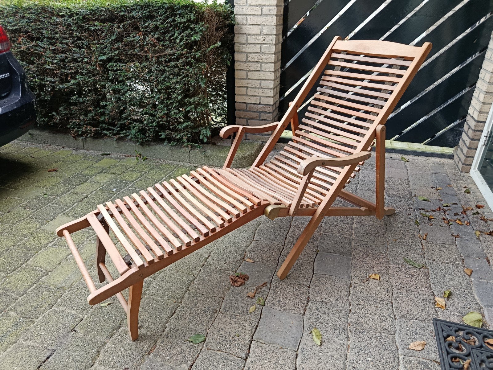 Houten Ligstoel - Verstelbaar en Inklapbaar, Ophalen, Gebruikt, Hout, Inklapbaar