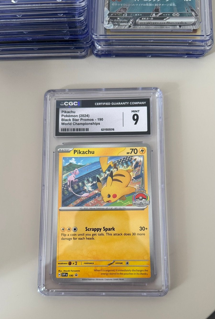 Pikachu #190 Black Star Promo - World Championships - CGC 9, Ophalen of Verzenden, Nieuw, Losse kaart, Foil