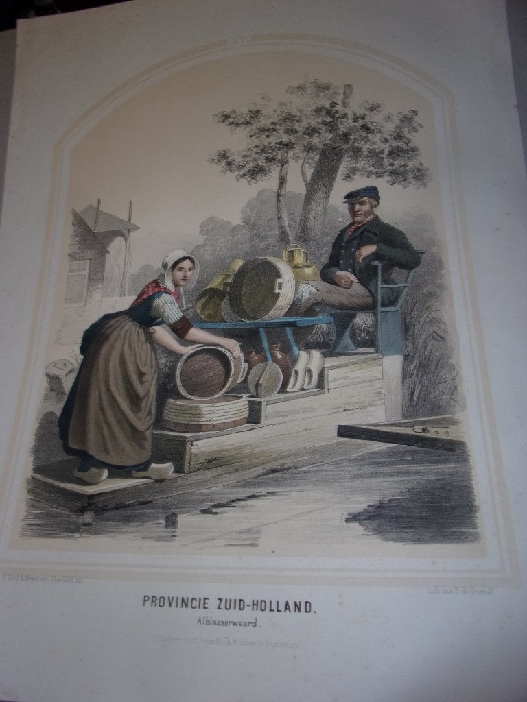 Klederdracht. Bing & Braet.Zuid-Holland. Alblasserwaard 1857, Gesigneerd, 1800 - 1899, Ophalen of Verzenden, 38 cm