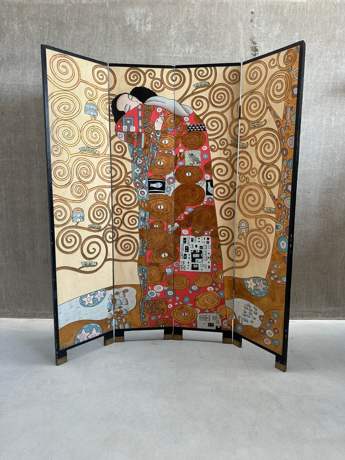 Vintage kamerscherm /roomdivider Gustav Klimt “De omhelzing”, Ophalen, Gebruikt, X, X