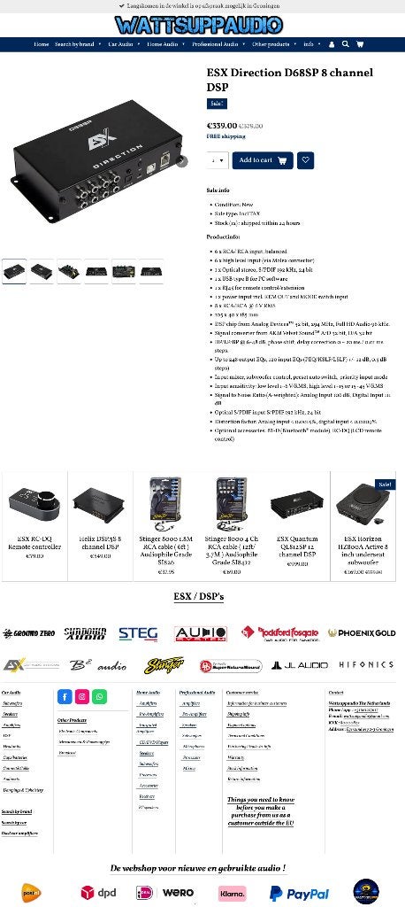 ESX Direction D68SP 8 kanaals DSP / Digital Sound Processor, Audio Design, Nieuw, Am Breilingsweg 3, 76709 Kronau, Duitsland, Ophalen of Verzenden