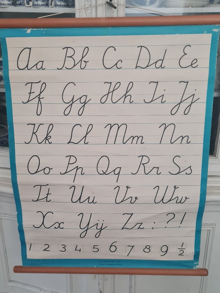 Vintage schoolplaat letters schrijven, Ophalen of Verzenden, Overige thema's