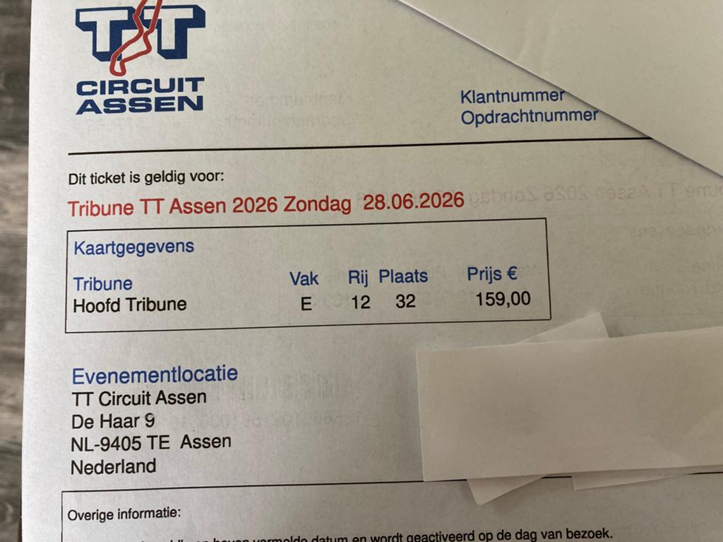 TT Assen 2026 Hoofdtribune, Tickets en Kaartjes, Twee personen, Juni