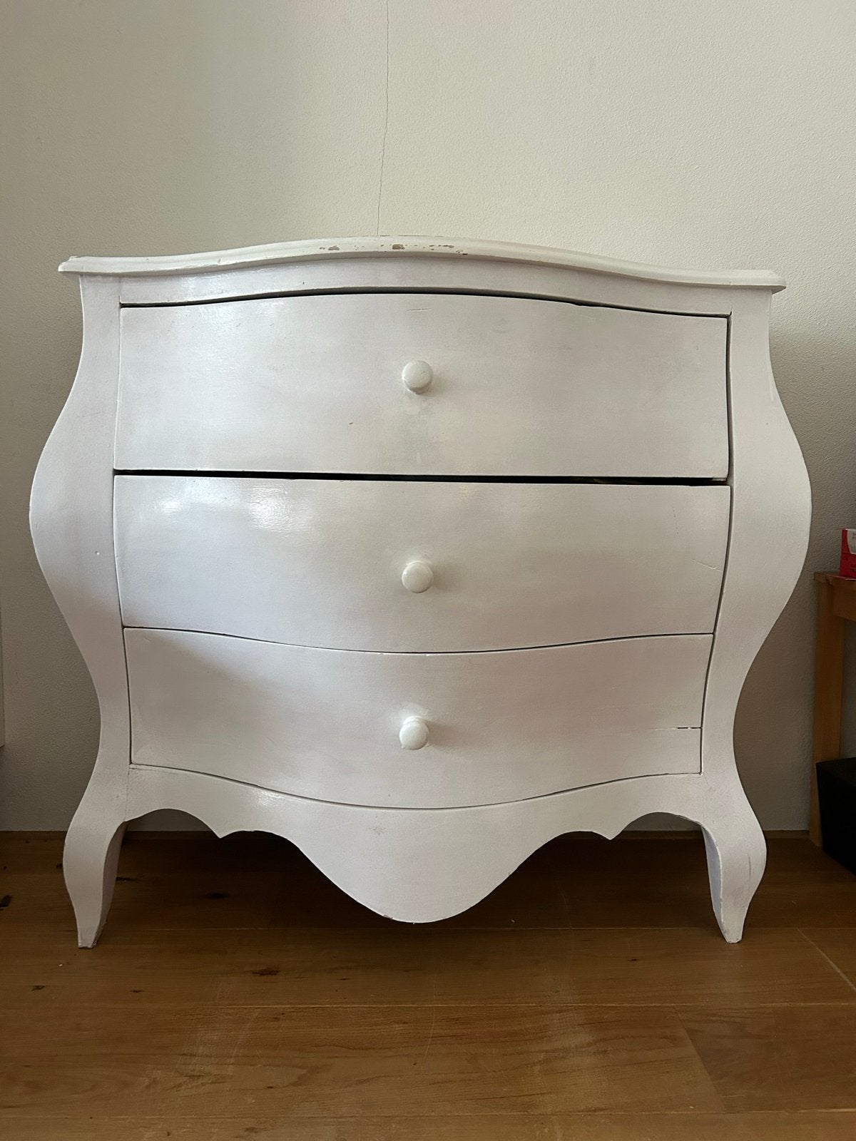 Witte buik kast/ ladenkast met 3 lades - Barok stijl, Ophalen, Gebruikt, Barok, 100 tot 150 cm