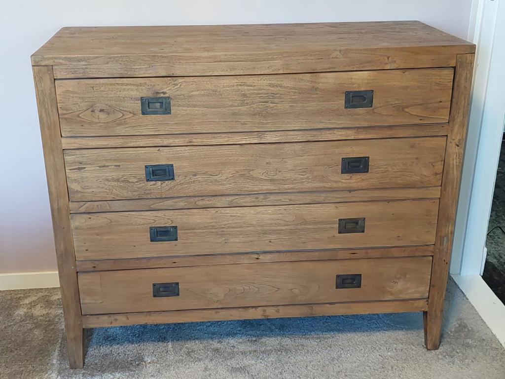 Teakhouten ladekast van Goossens, Ophalen, Gebruikt, 100 tot 150 cm, Teakhout