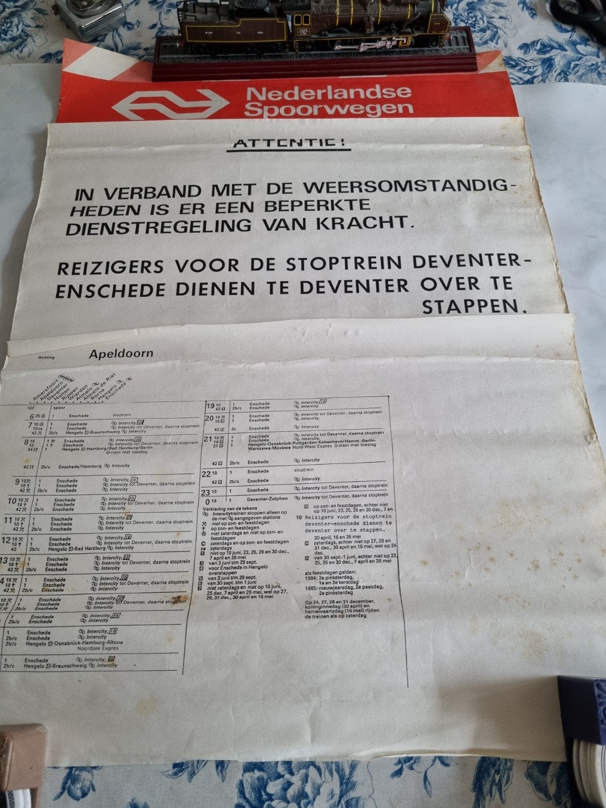 Nederlandse Spoorwegen: ivm de weersomstandigheden., Verzamelen, Ophalen of Verzenden, Gebruikt, Trein, Overige typen