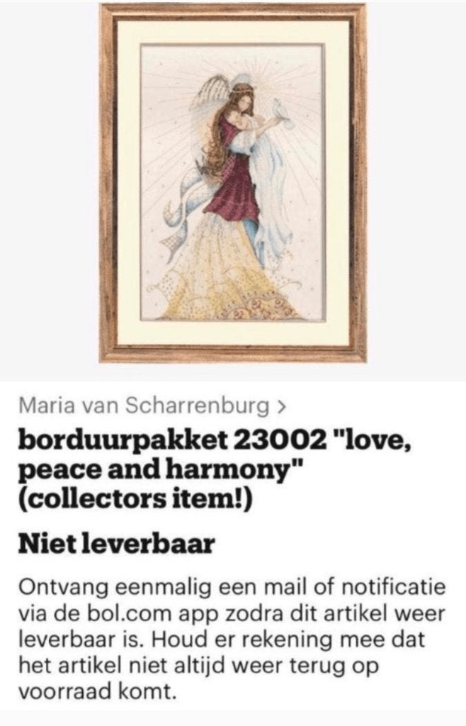 BORDUURPAKKET MARIA. V. SCHARRENBURG LOVE PEACE AND HARMONY, Verzenden, Nieuw, Handborduren, Borduurpakket
