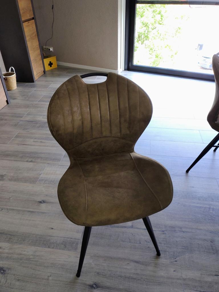 6 microvezel olijfgroene eetkamerstoelen van Pronto, Huis en Inrichting, Stoelen, Overige kleuren, Ophalen of Verzenden, Zo goed als nieuw