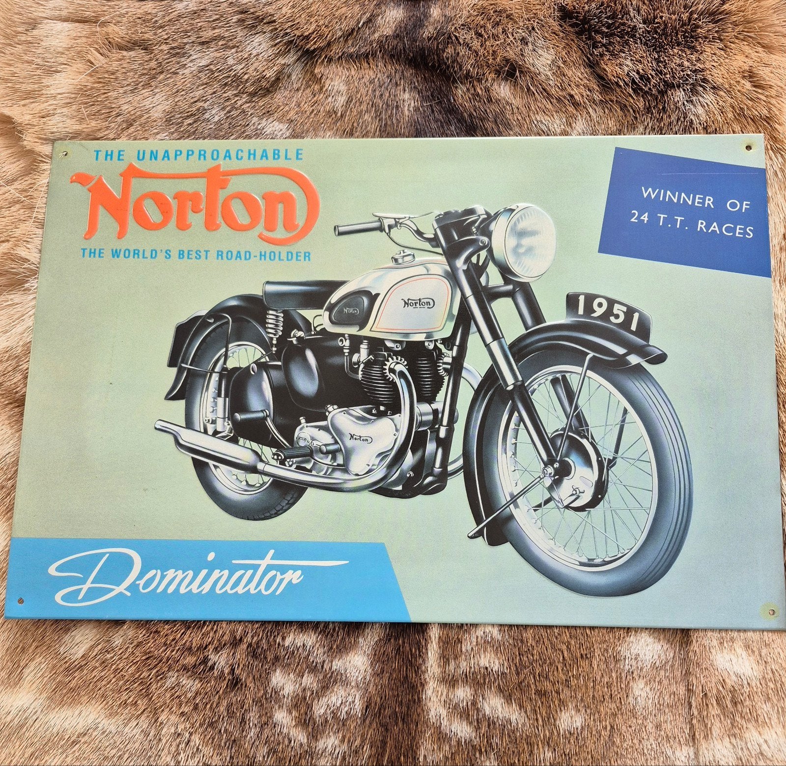 Vintage Norton Dominator Motorfiets Reclamebord - 1951, Ophalen of Verzenden, Gebruikt, Motoren