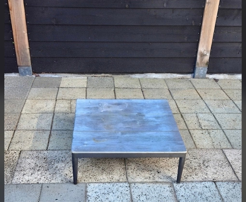 Loungetafel 70x70 cm – aluminium onderstel / salontafel voor, Ophalen, Zo goed als nieuw, Vierkant, Aluminium