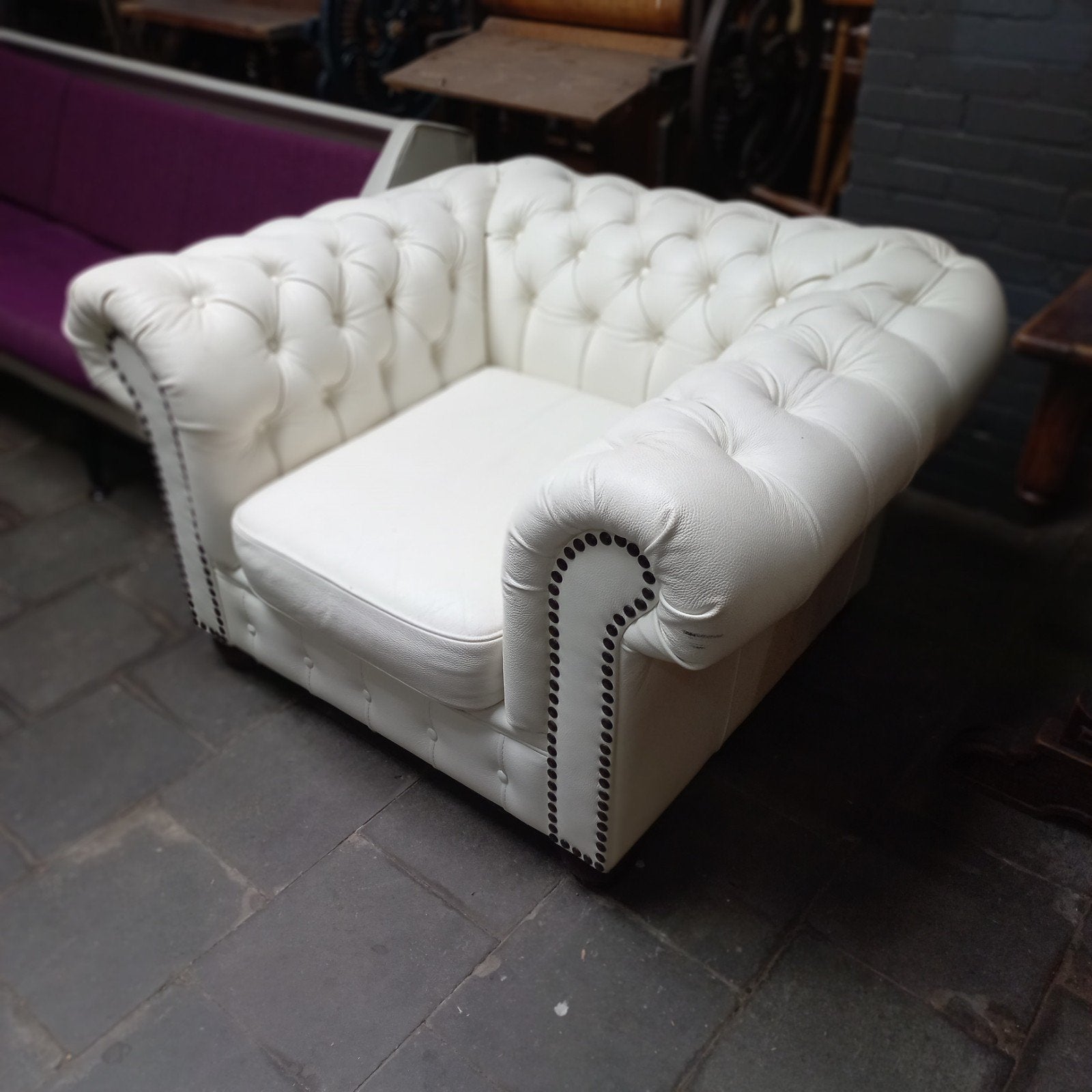 Chesterfield fauteuil, Ophalen, Gebruikt, 75 tot 100 cm