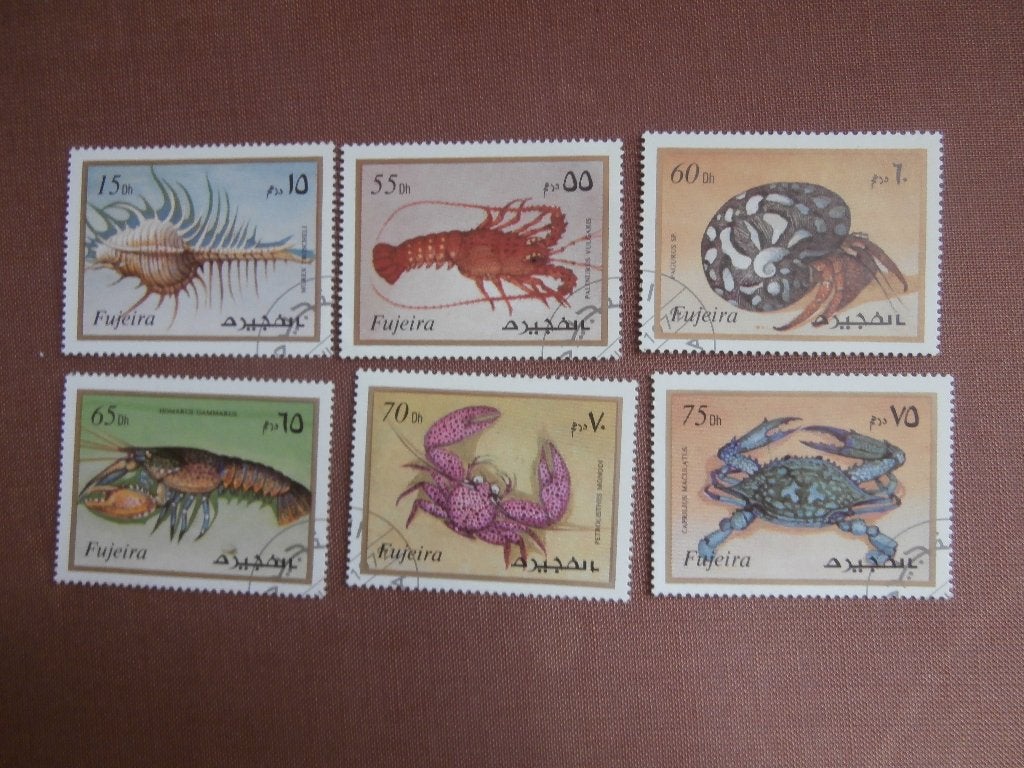 FUJEIRA serie ZEELEVEN, Verzenden, Gestempeld, Dier of Natuur