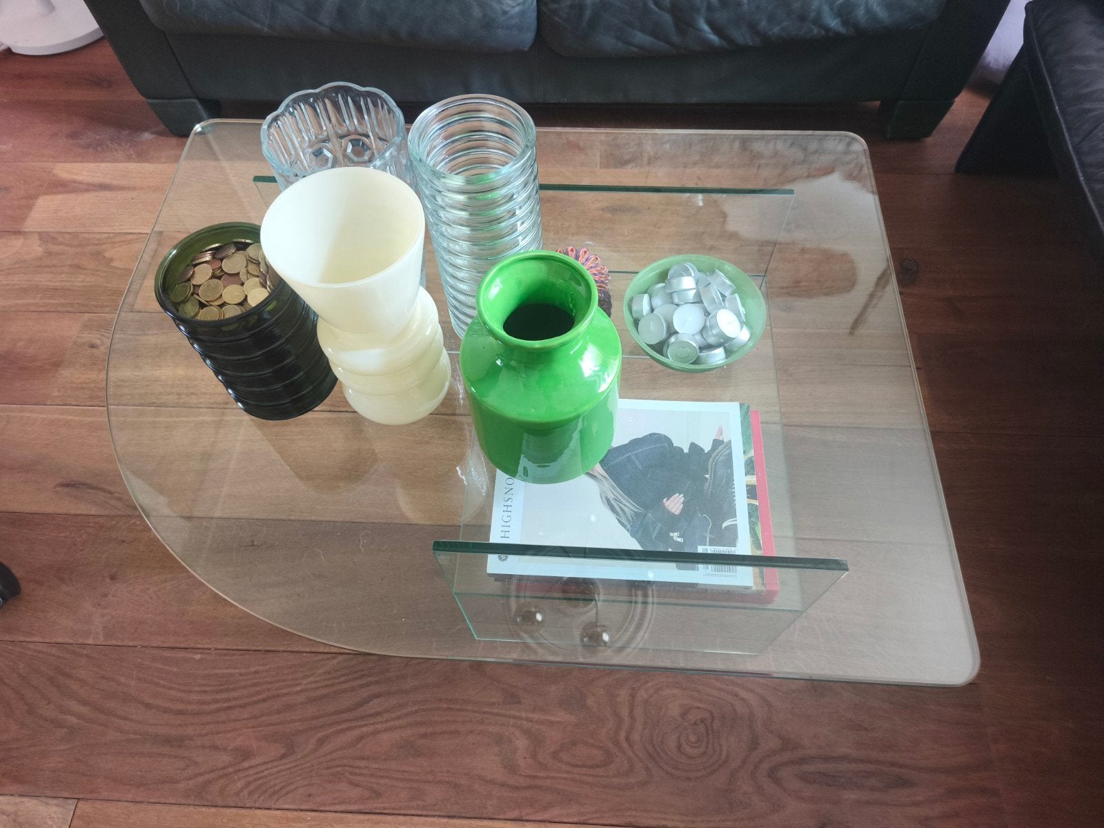 Glazen salontafel Helderr – met opbergvak – 90 x 70 cm, Ophalen, 50 tot 100 cm, 50 tot 100 cm, Modern vintage, mid-century modern, retro jaren 70