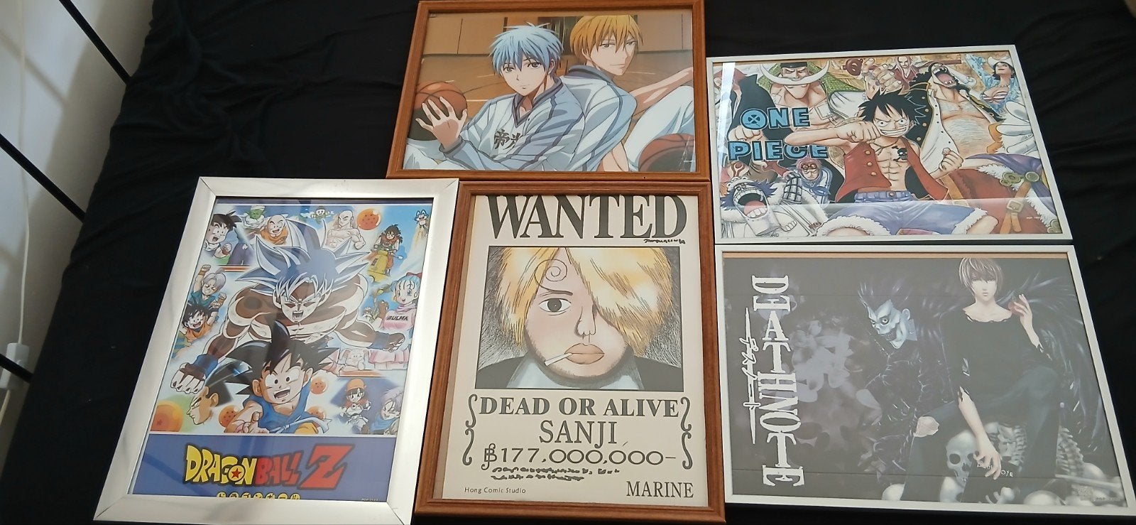 Anime posters (Dragon ball, One piece, death note), Gebruikt, Met lijst, A4 of kleiner, Ophalen of Verzenden