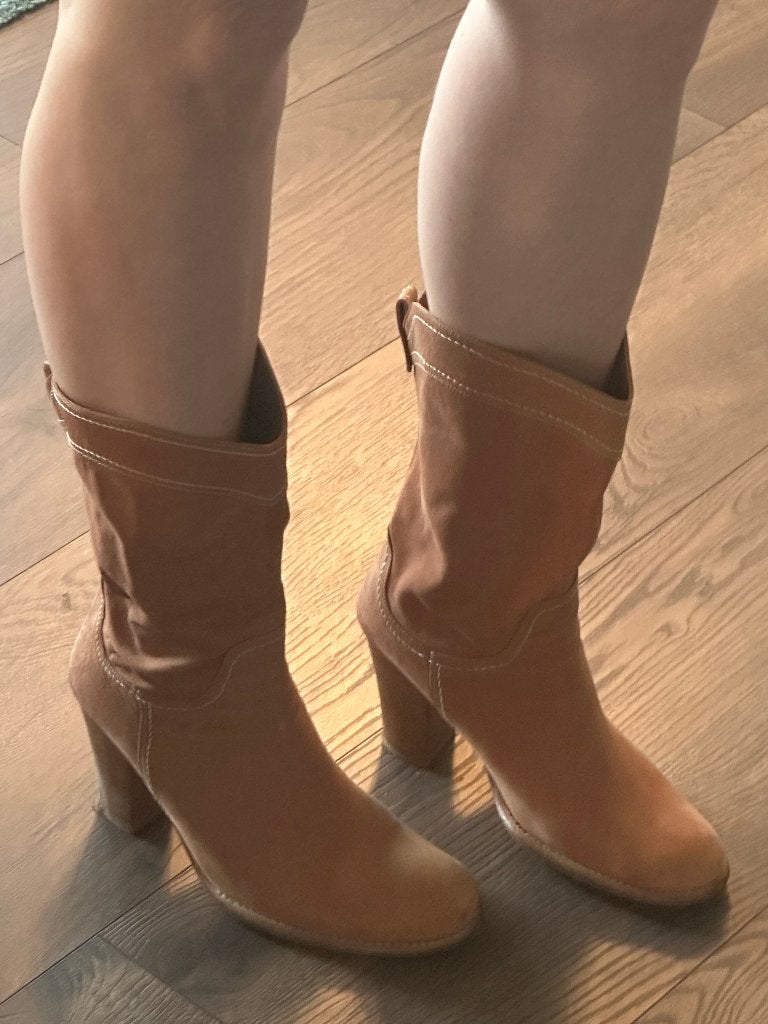 Esprit bruine leren hoge cowboylaarzen laars maat 38 hak 8cm, Hoge laarzen, Bruin, Nieuw, Ophalen of Verzenden