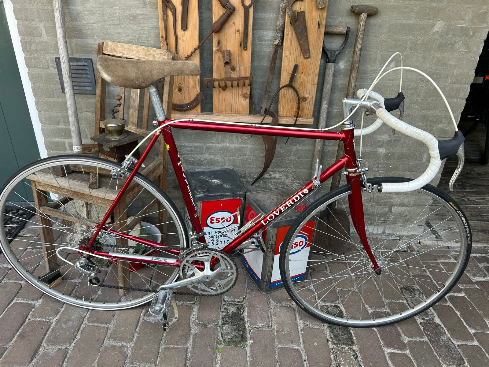 Vintage Loverdi racefiets - Shimano FE - Rood, Fietsen en Brommers, Fietsen | Racefietsen, 28 inch, Gebruikt, 53 tot 57 cm, Ophalen