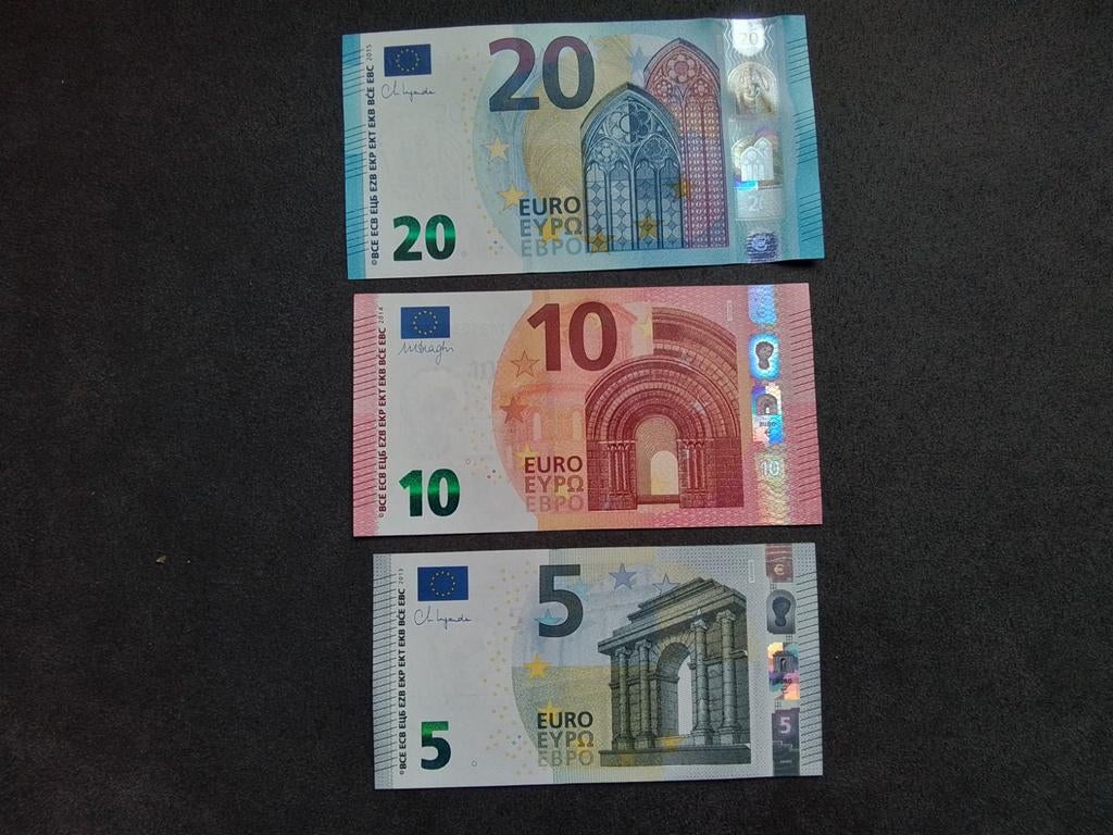5-10-20 eurobiljeten nieuwe nooit in omloop geweest, Ophalen of Verzenden, Overige landen, Los biljet