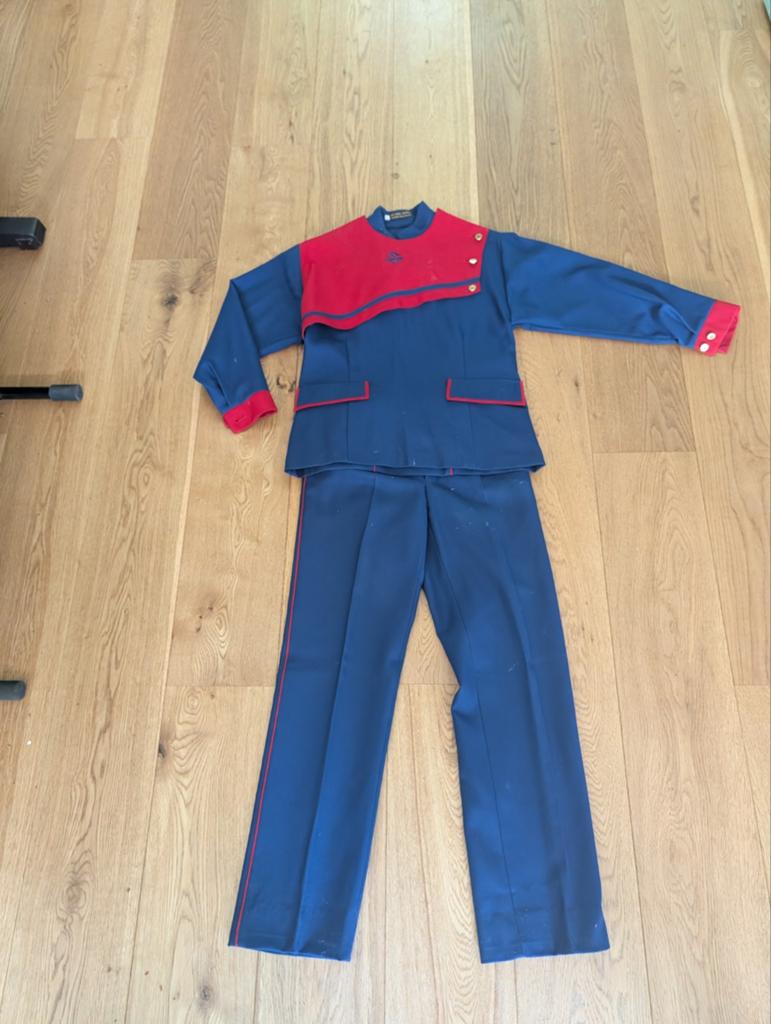 Vintage uniform rood/blauw, Ophalen, Carnaval, Onbekend, Kleding