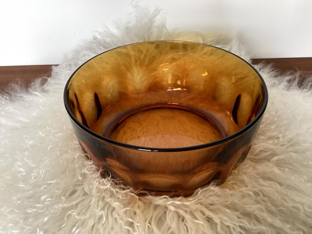 Amber kleurige Arcoroc France glazen schaal, Antiek en Kunst, Antiek | Glas en Kristal, Ophalen of Verzenden