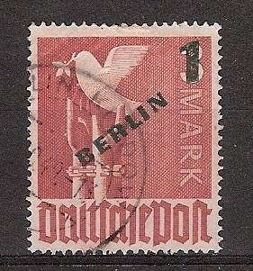 Duitsland Berlijn, Vredesduif, overdruk, 1949., Ophalen of Verzenden, BRD, Gestempeld