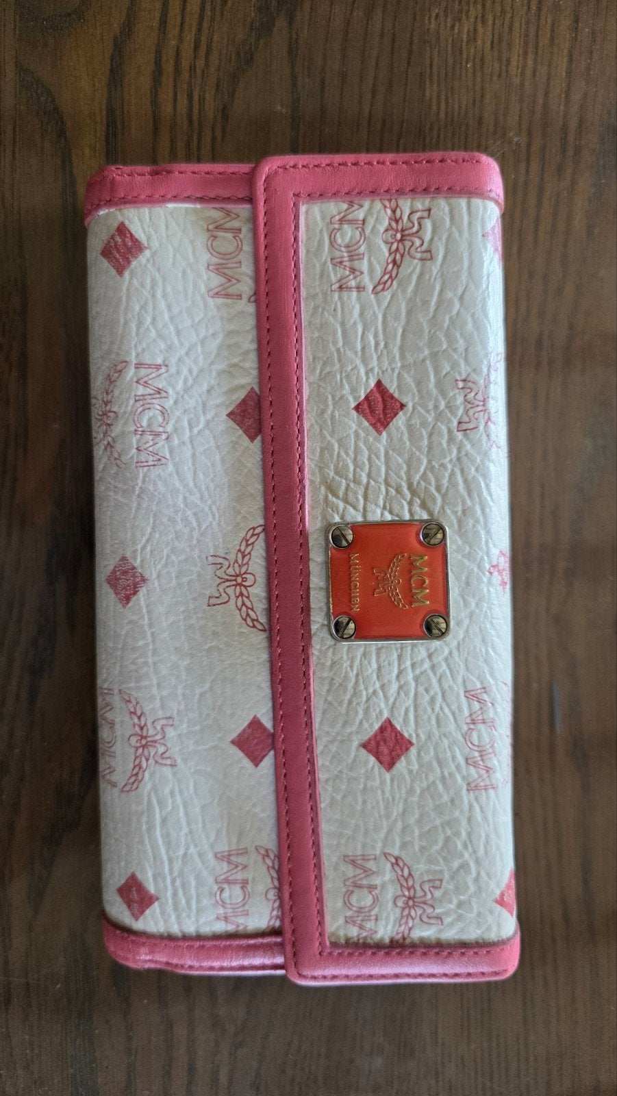 MCM Portemonnee - Crème met roze accenten, Ophalen of Verzenden, Gebruikt, Roze, Overige merken