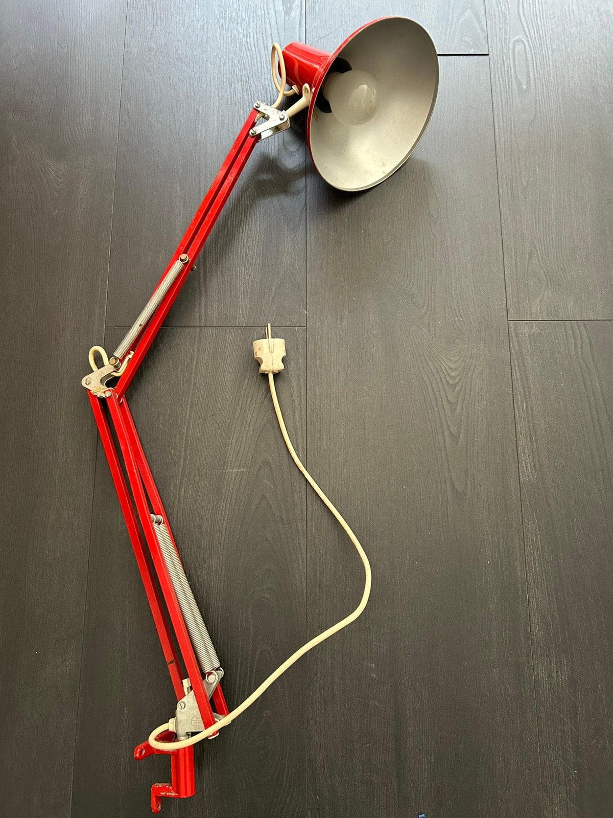Vintage rode architectenlamp, Huis en Inrichting, Ophalen, Gebruikt, Vintage, Rood