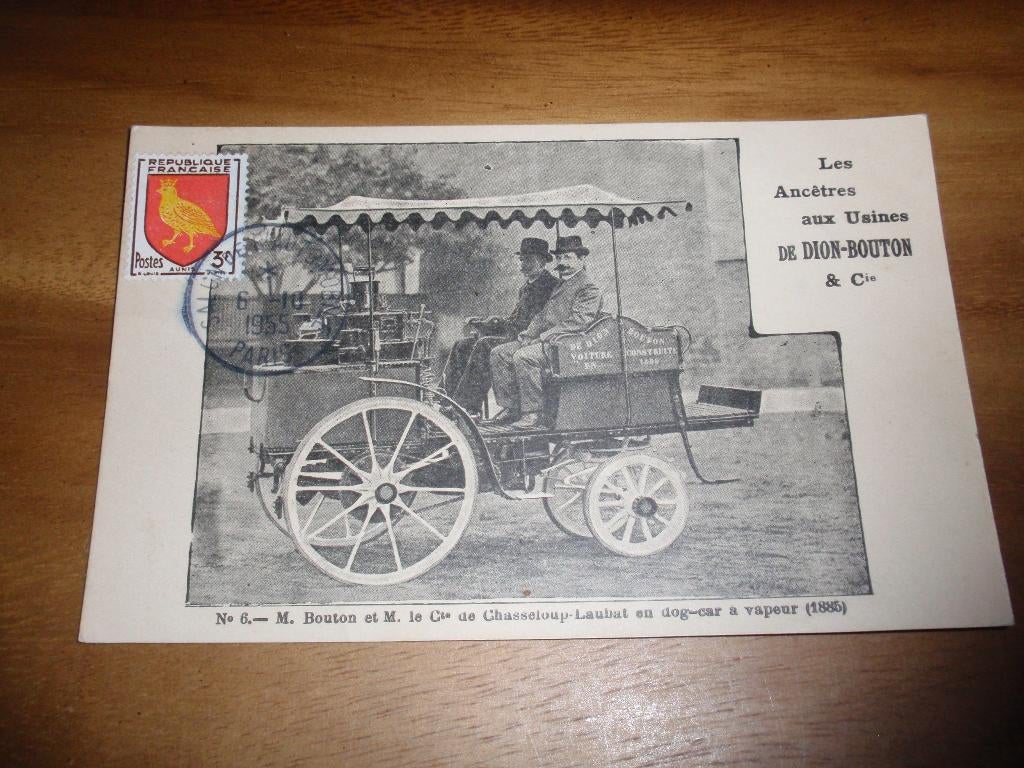 Mannen in Auto de Dion Bouton Bijzondere Frankering Stempel, Verzenden, 1940 tot 1960, Gelopen, Voertuig