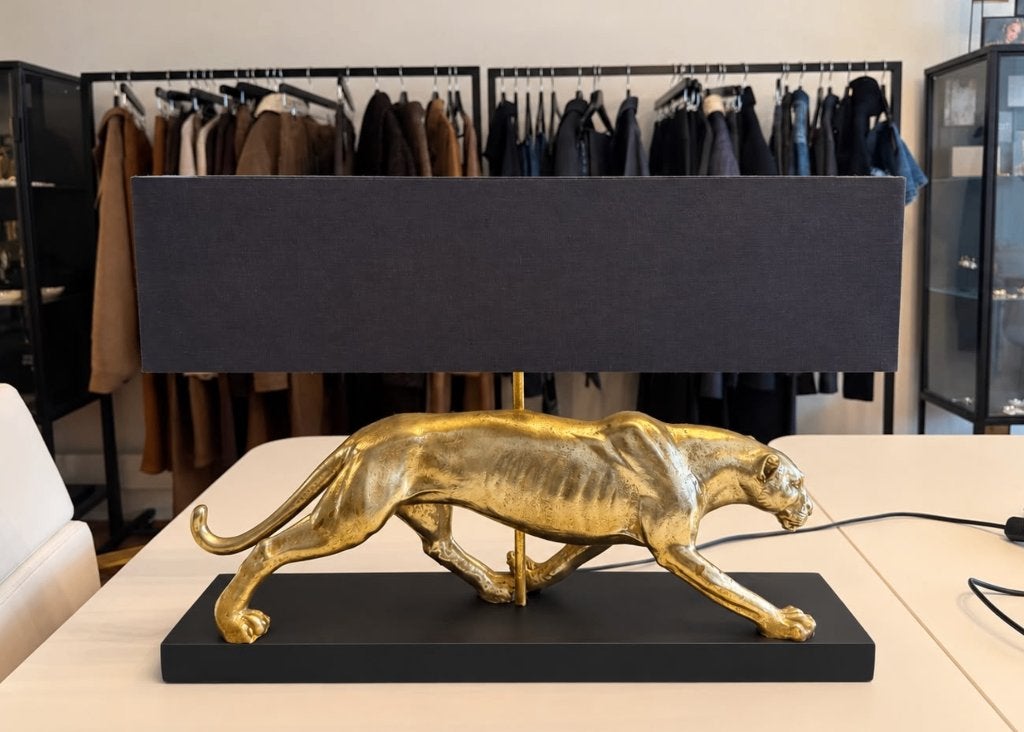 WERNS Panther Tafellamp – Goud / Zwart, B22 (Bajonetsluiting), Overige merken, Goud, Nieuw