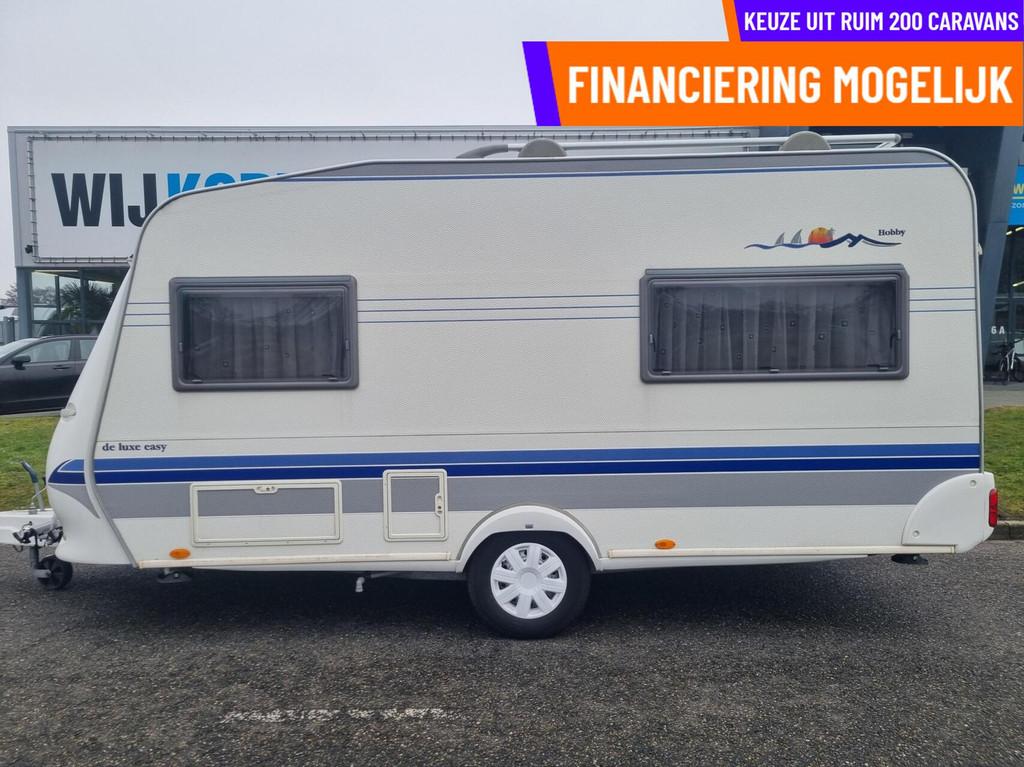 Hobby DE LUXE EASY 440 VOORTENT + DWARSBED + FIETSENDRAGER, Caravans en Kamperen, Hordeur, Hobby, Bedrijf, 6 tot 7 meter
