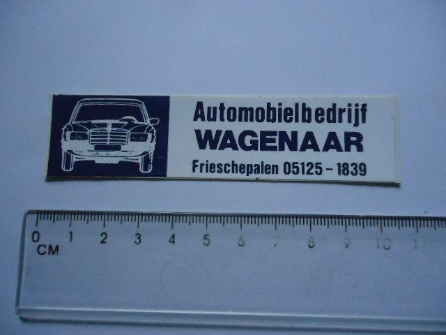 sticker oud Mercedes Frieschepalen Ureterp WAGENAAR auto, Verzamelen, Verzenden, Zo goed als nieuw, Bedrijf of Vereniging