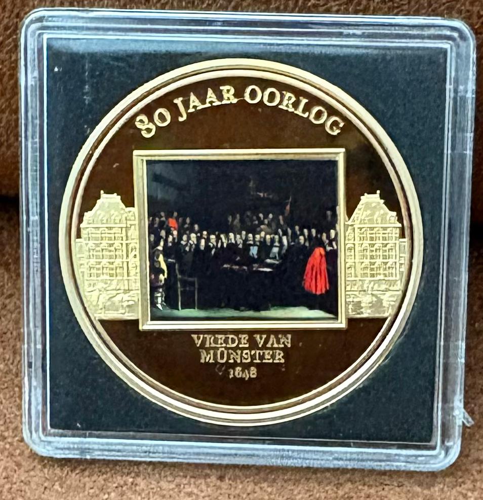 Zeldzame Herdenkingsmunt 80 Jaar Oorlog Vrede van Münster, Ophalen of Verzenden, Overige materialen, Nederland