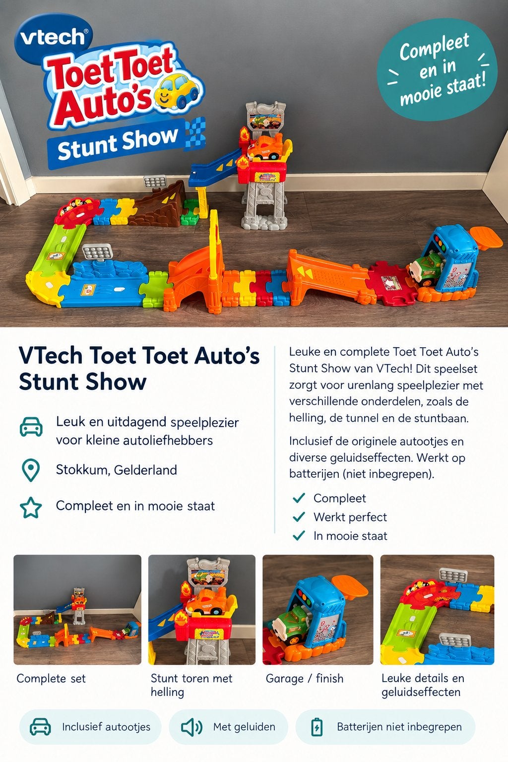 VTech Toet Toet Auto's Stunt Show - Compleet en in mooie sta, Ophalen of Verzenden, Zo goed als nieuw