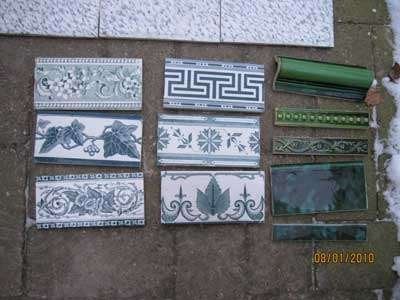 6m2 antieke metrotegels 12x18cm wit groen div randtegels, Antiek en Kunst, Ophalen