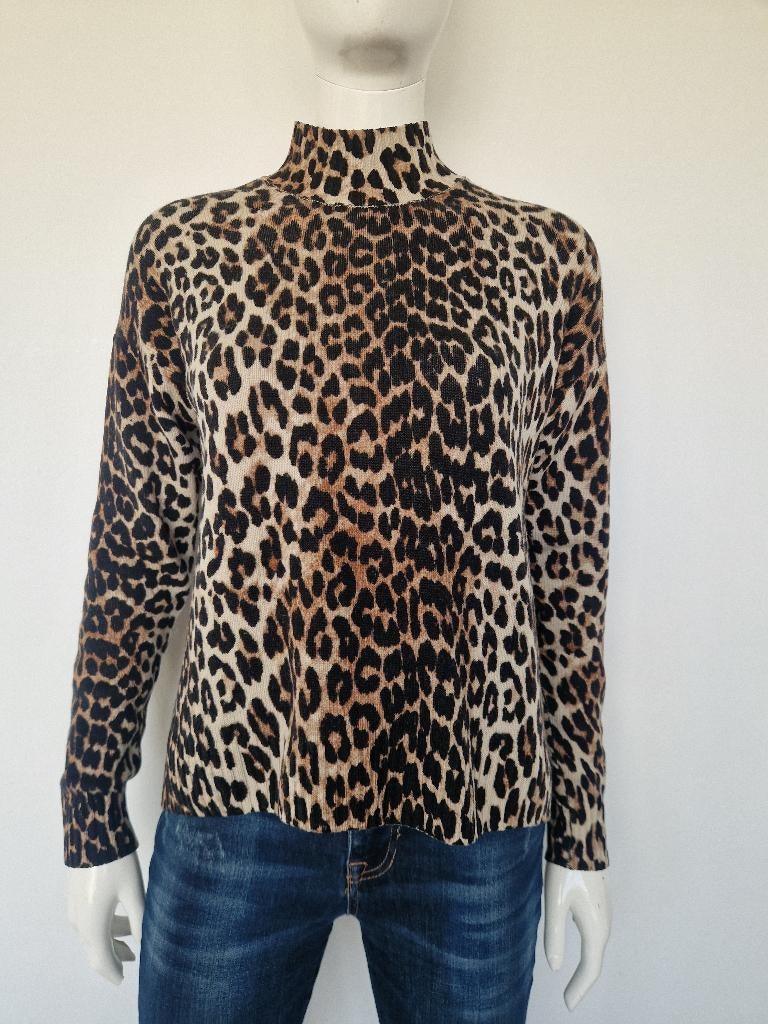Ganni leopard trui. Maat S/M. Merinowol & yak, Maat 38/40 (M), Bruin, Nijmegen, Ganni