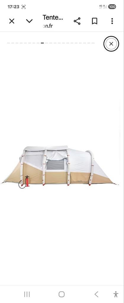 Tent decatlon air second 6.3 fresh black beige wit quechua, Caravans en Kamperen, Tenten, Ophalen, Zo goed als nieuw