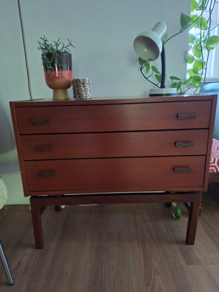 Vintage Topform ladenkast / dressoirkastje – jaren 60, Ophalen, Gebruikt, Teakhout, Minder dan 100 cm