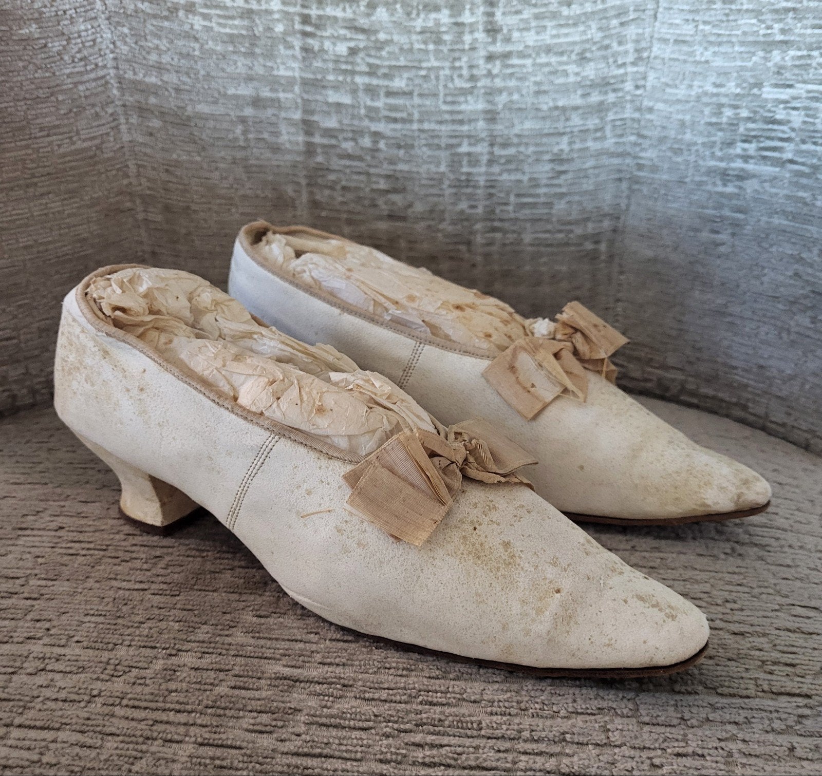 Antiek zeemleren bruidsschoenen - by Anno Toen, Antiek en Kunst, Ophalen of Verzenden