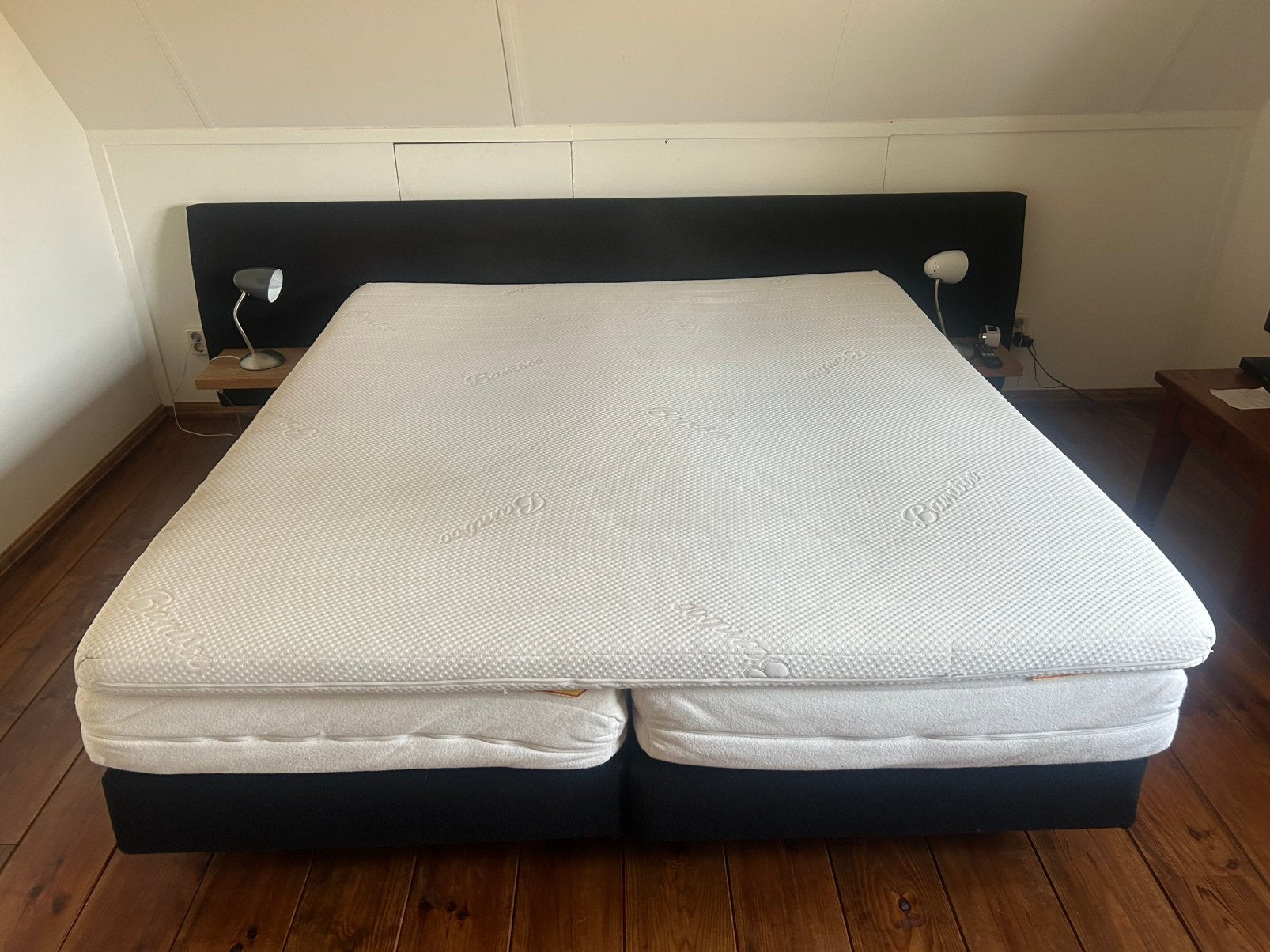 Nette boxspring te koop, Ophalen, Gebruikt, Zwart, Tweepersoons