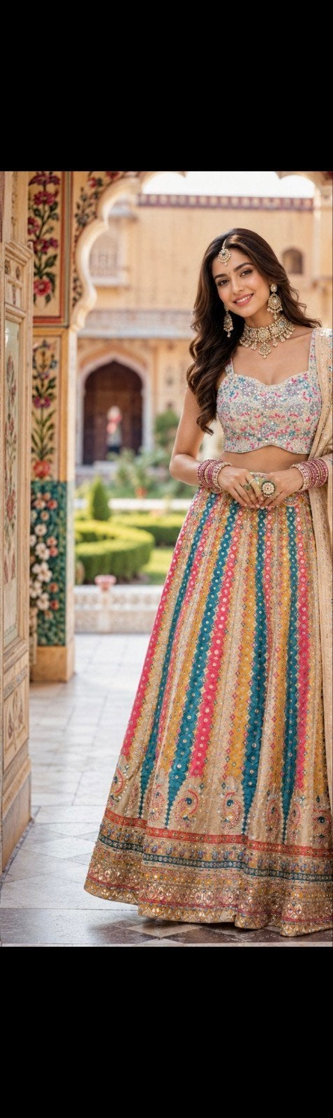 Lehenga, Kleding | Dames, Maat 38/40 (M), Overige typen, Meerkleurig, Nieuw
