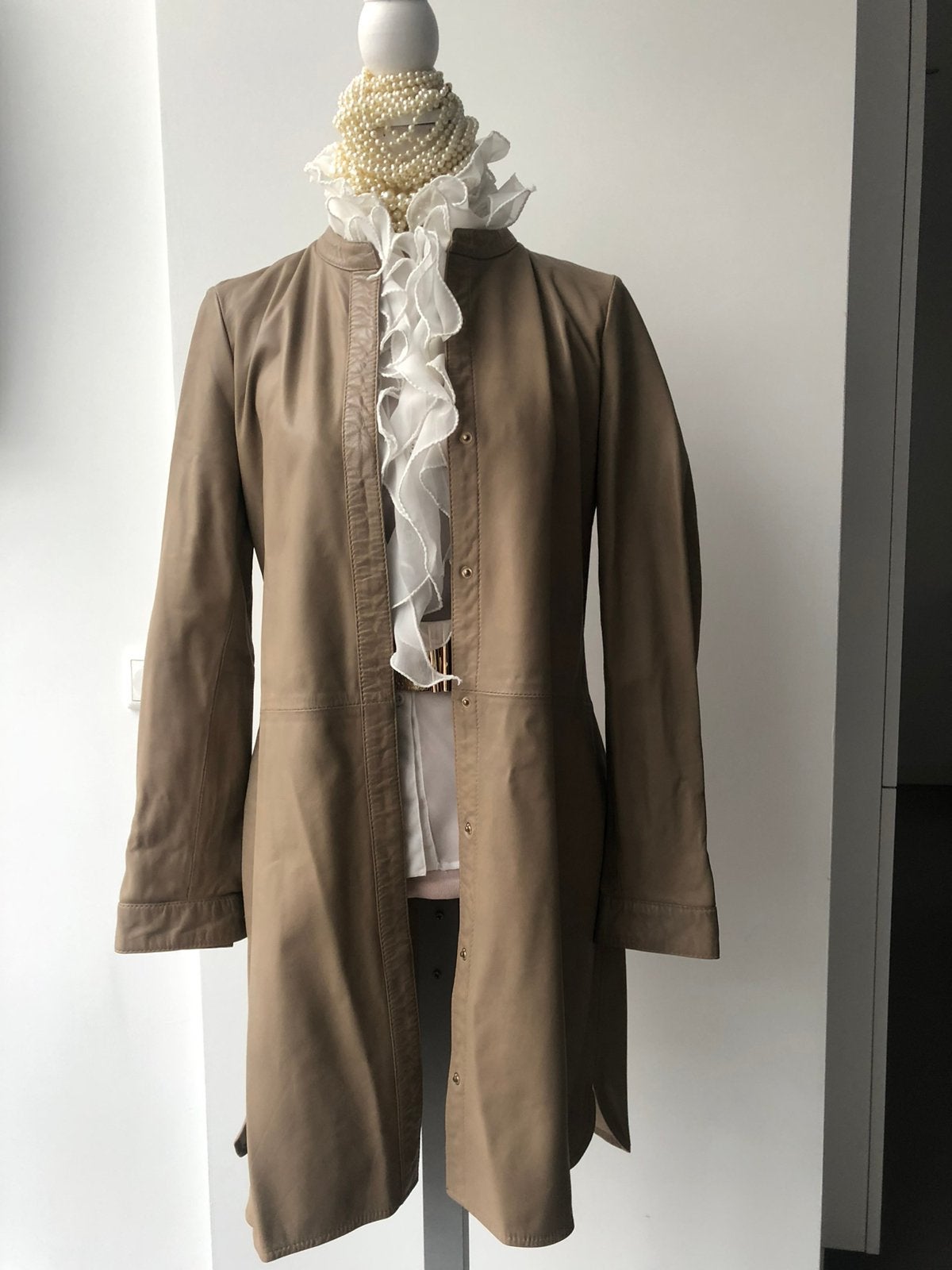 Nieuw Schitterend Ibana lederen jas bruin beige 40 42 xl, Ophalen of Verzenden, Zo goed als nieuw, Maat 42/44 (L), Beige