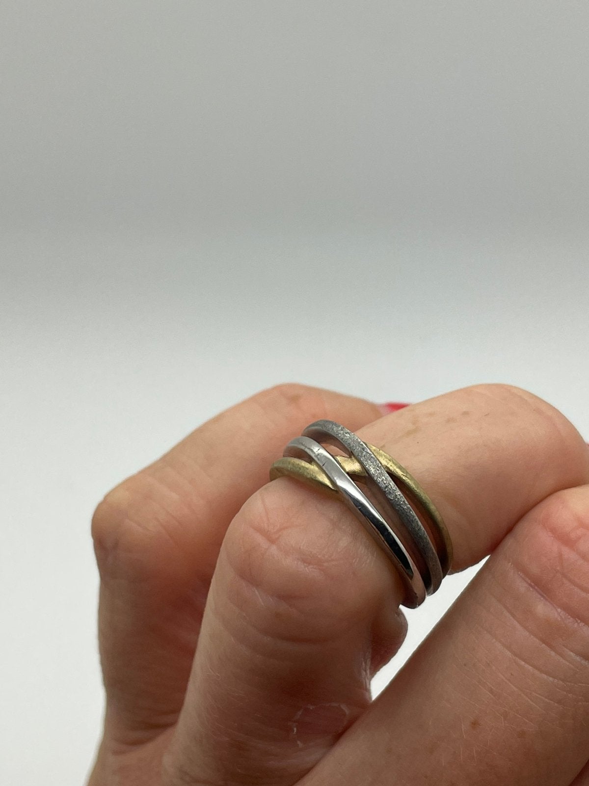F159 Prachtige zilveren bicolor ring maat 17, Sieraden, Tassen en Uiterlijk, Ringen, Ophalen of Verzenden, X, Dame, Goud
