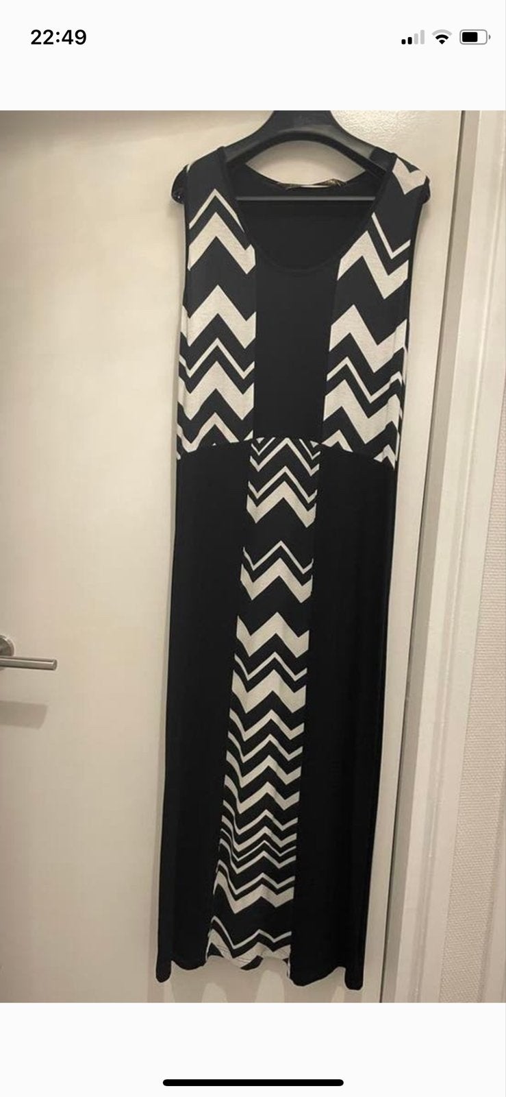 Crème de la Crème Maxi Jurk Zwart Wit Zigzag Maat L, Kleding | Dames, Jurken, Ophalen, Zwart, Maat 42/44 (L), Nieuw