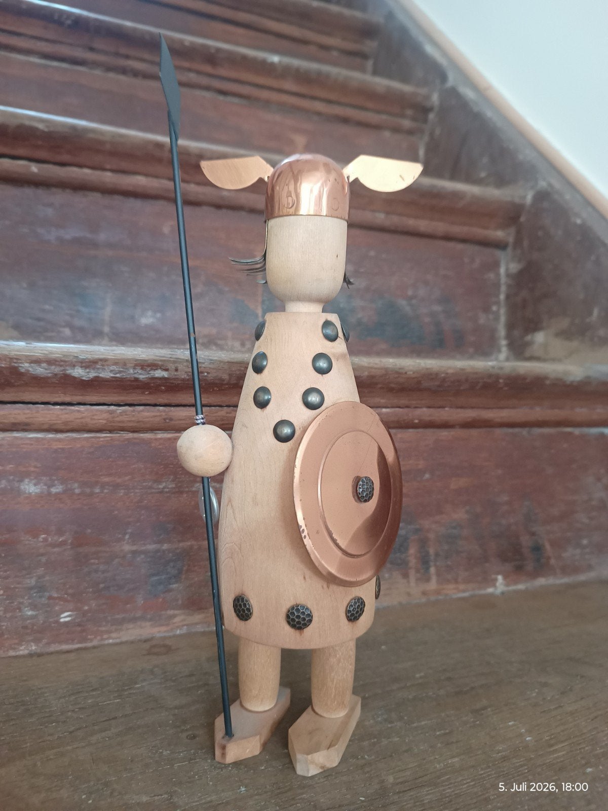 Viking figuur hout Zweden jaren 60 vintage Jämtland, Ophalen of Verzenden