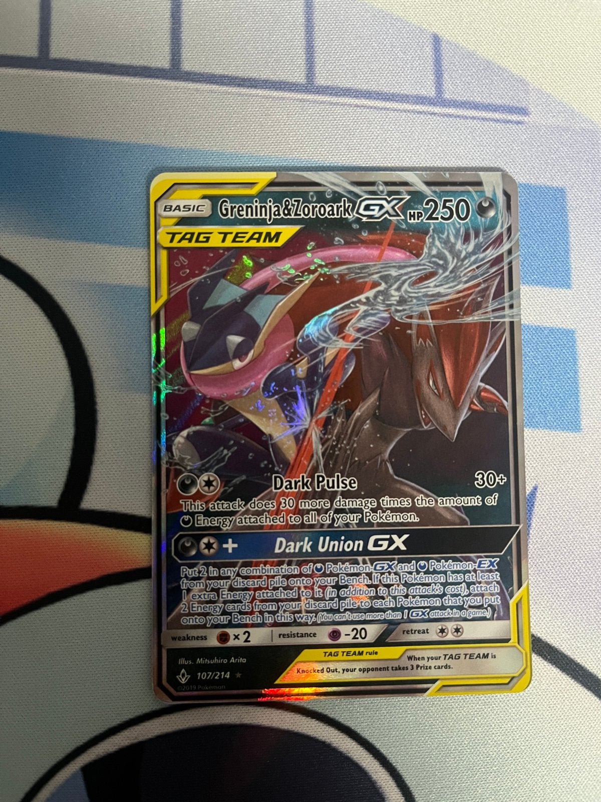 Pokemon Greninja & Zoroark GX 107/214, Ophalen of Verzenden, Zo goed als nieuw