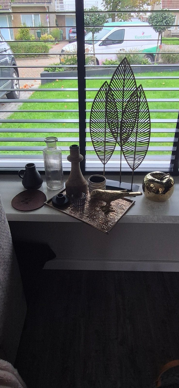 Decoratieve Bladeren en Panter Beeldje, Ophalen, Zo goed als nieuw, Goud, Metaal
