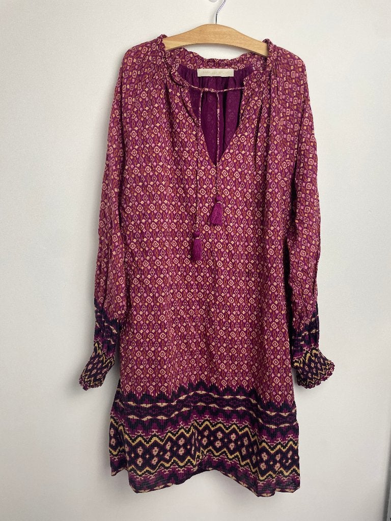 Vanessa Bruno Abigaelle roze mini jurk boho aztec stijl M, Maat 38/40 (M), SOLUNE SAS VANESSA BRUNO, Eshop@vanessabruno.fr, Vanessa Bruno