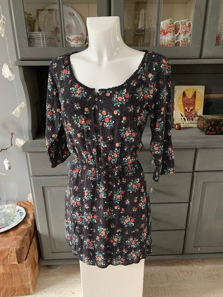 Vintage retro jurkje maat S, Zwart, Ophalen of Verzenden, Zo goed als nieuw, Maat 36 (S)