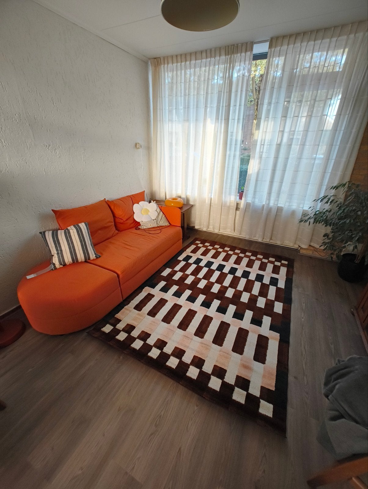 IKEA LINDÅKRA 2-zits slaapbank met opbergruimte, oranje, Ophalen, Tweepersoons, 75 tot 100 cm, Zo goed als nieuw